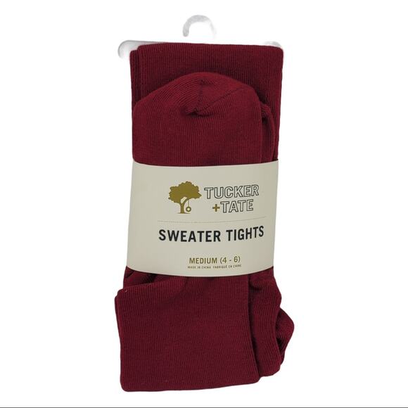 Nordstrom Tucker + Tate Girls Knit Tibetan Red Sweater Tights Medium 4-6Y - Picture 1 of 3